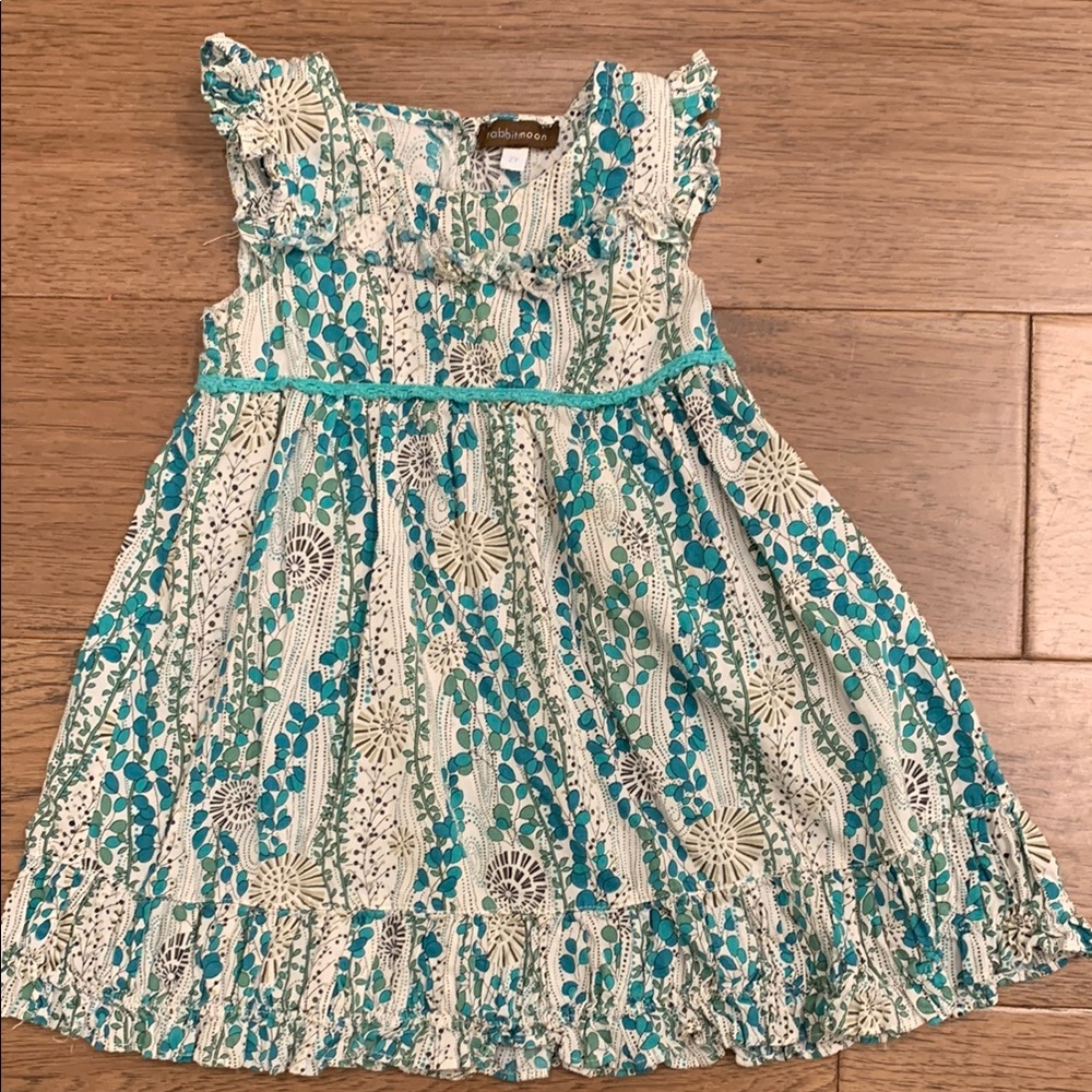 Floral Kids Dress in Blue and White
